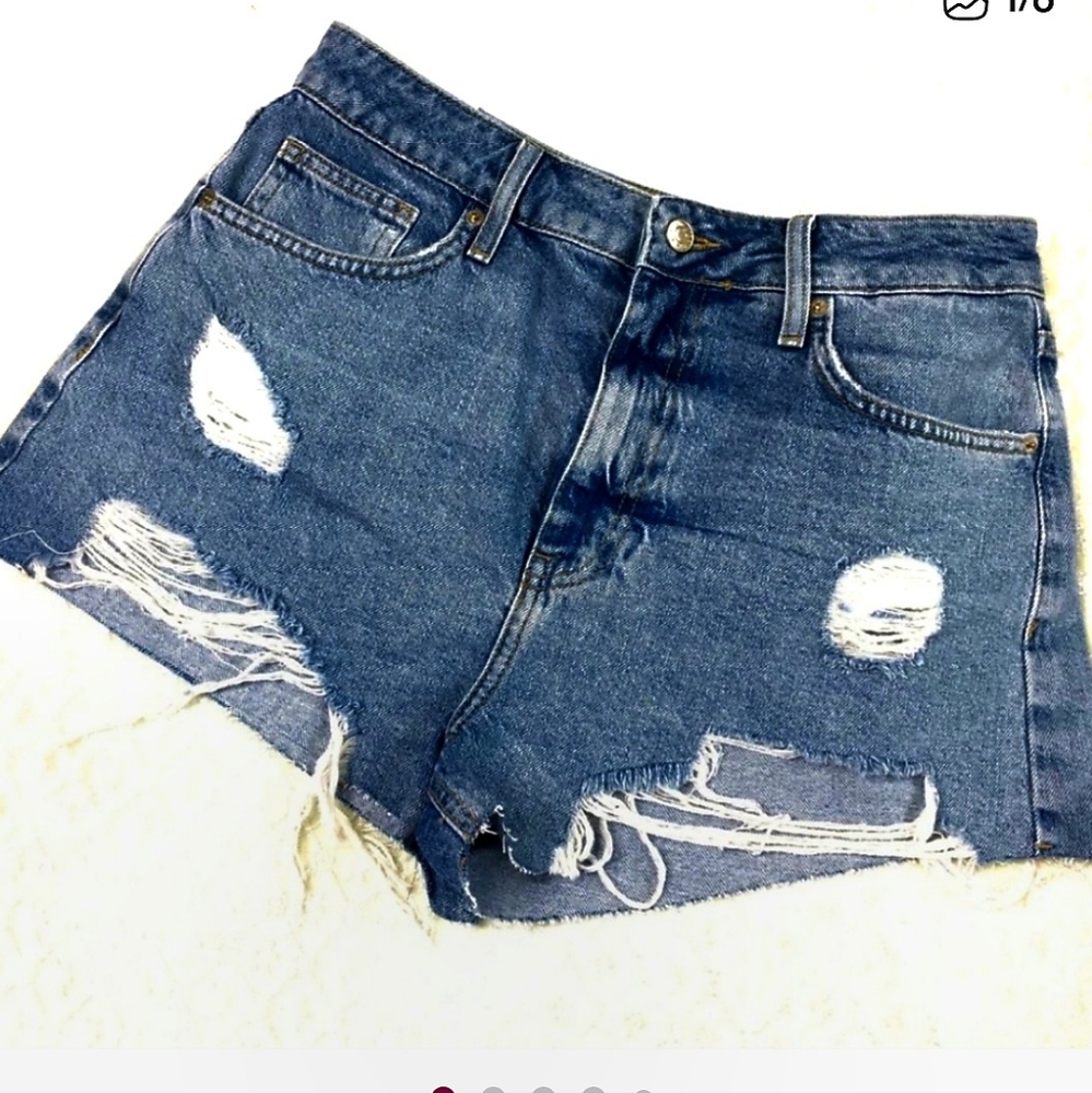 Forever 21 Blue Denim Ripped Distressed Women Jean Sexy Shorts
